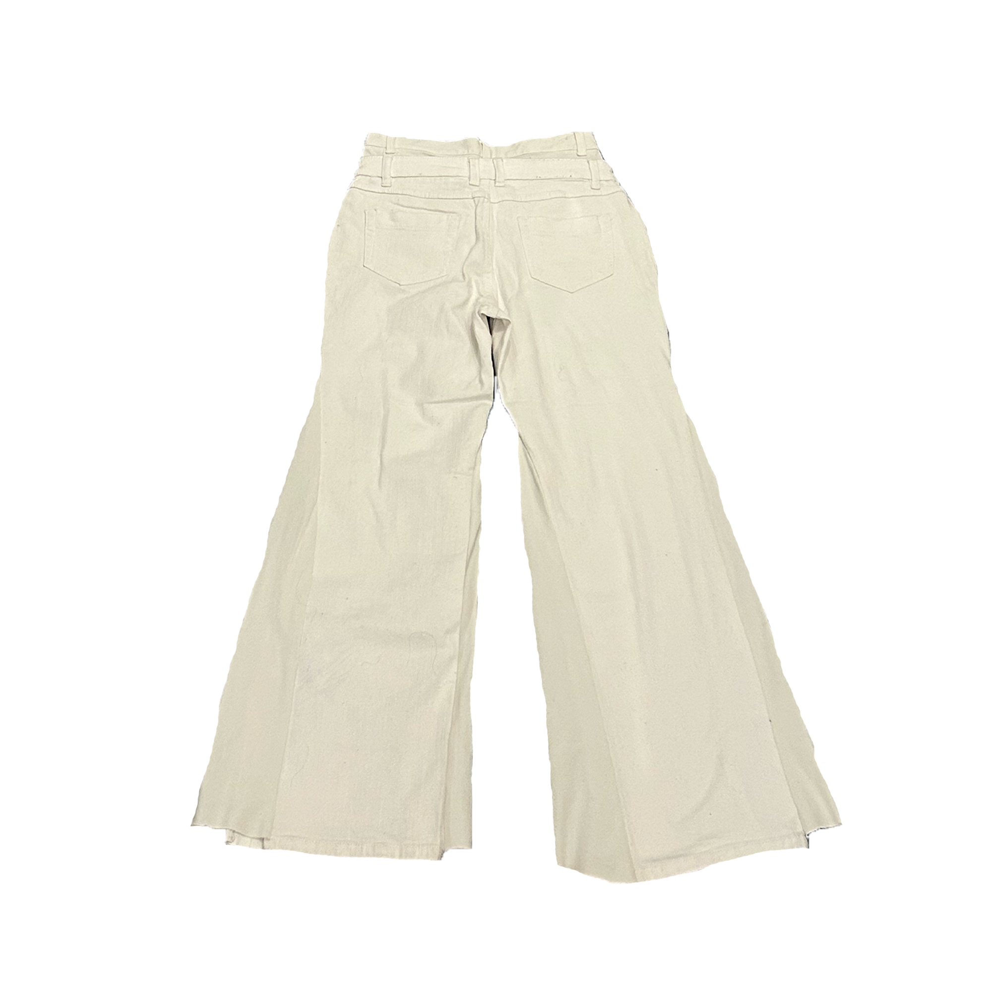 Double waisted white denim flared pants